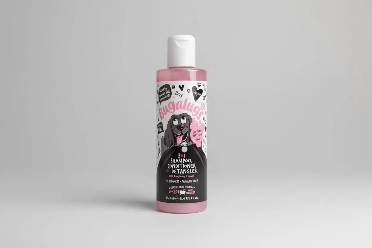 Bugalugs 3-in-1 Dog Shampoo, Conditioner & Detangler 250ml JC Raw LTD