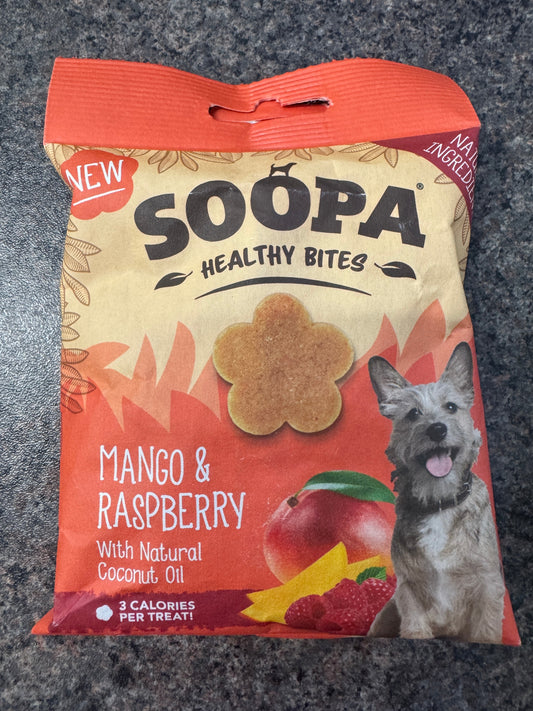 packet of Soopa Healthy Bites on a black granite background